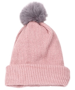 Winter Fur Ball Warm Beanie Hat Crochet Set PMWHT-304 A
